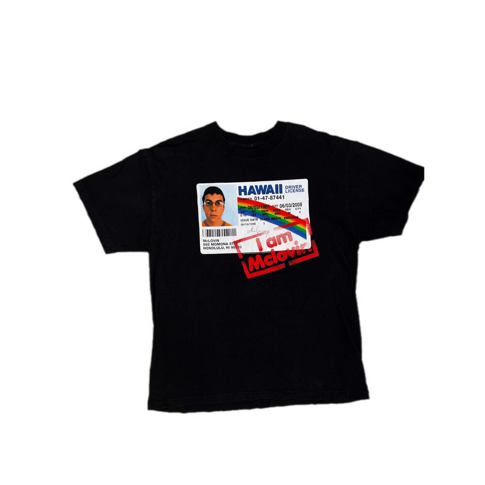 Vtg 2008 Superbad I Am McLovin License ID Movie Promo Graphic T Shirt - Men’s XL